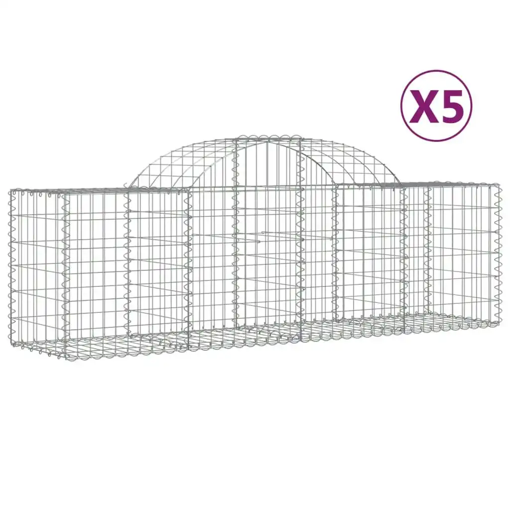 Arched Gabion Baskets 5 pcs 200x50x60/80 cm Galvanised Iron 3146281