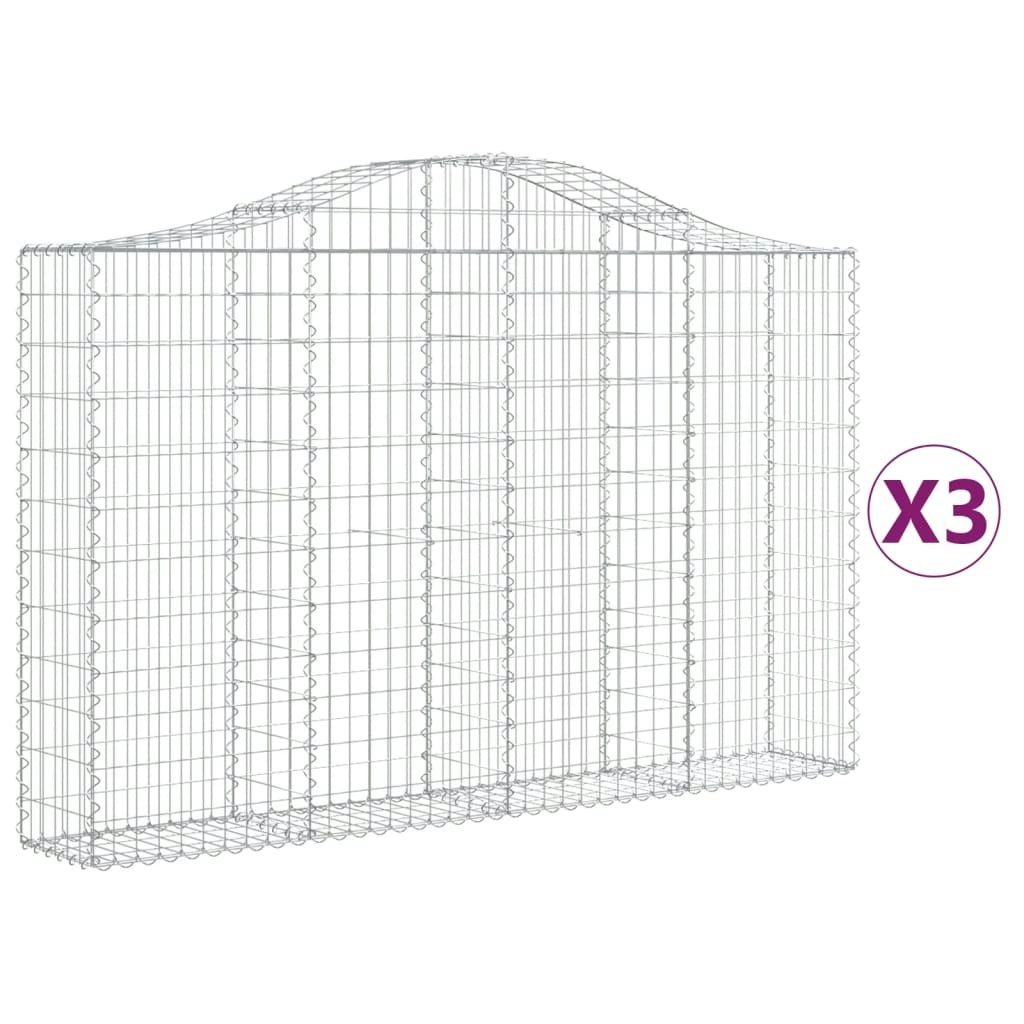 Arched Gabion Baskets 3 pcs 200x30x120/140 cm Galvanised Iron 3145452