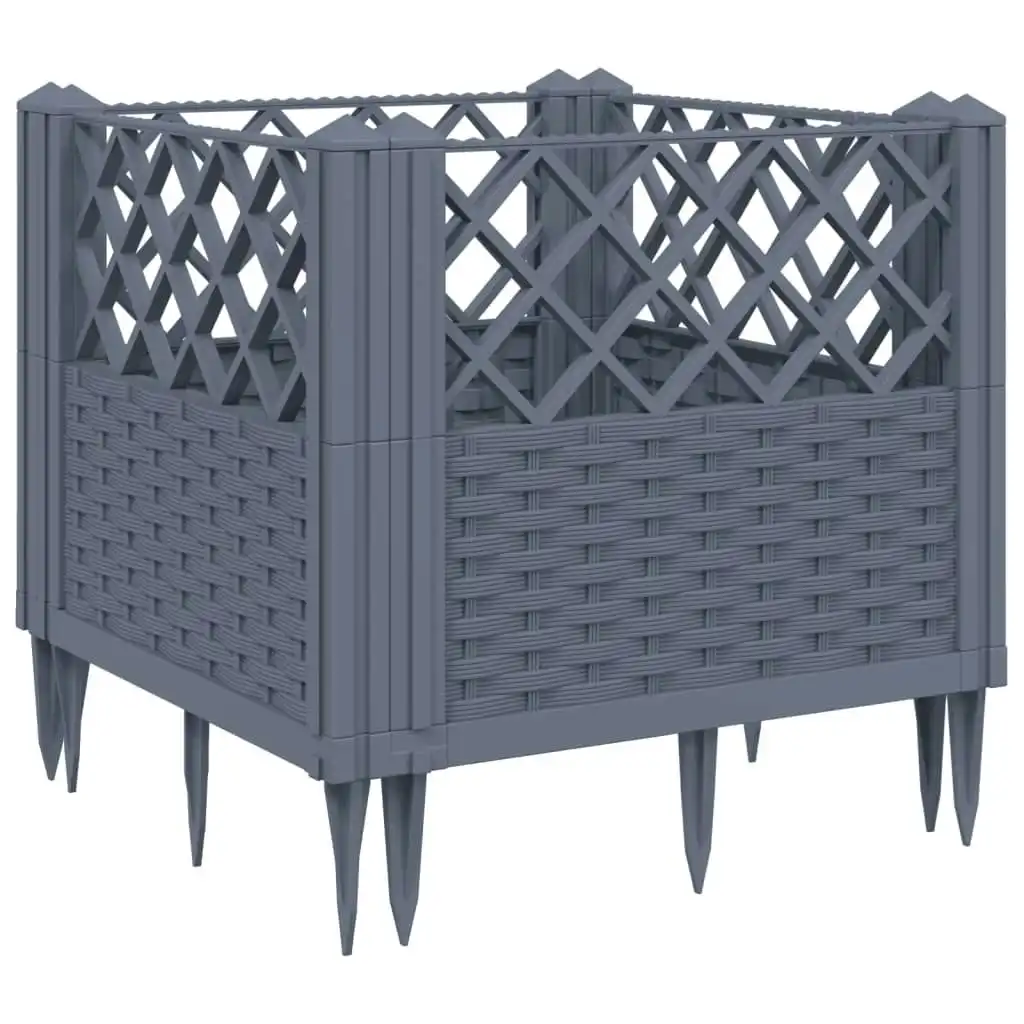 Garden Planter with Pegs Grey 43.5x43.5x43.5 cm PP 368009