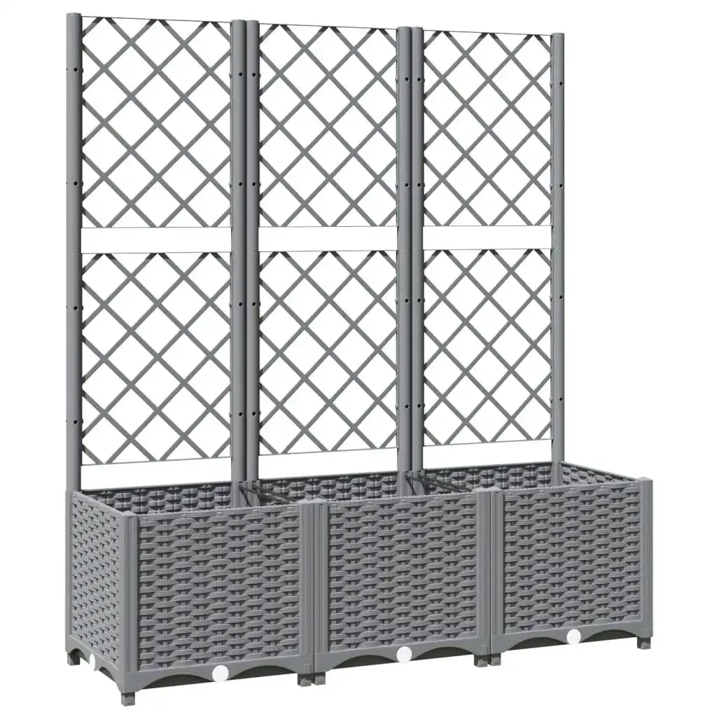 Garden Planter with Trellis Light Grey 120x40x136 cm PP 153274