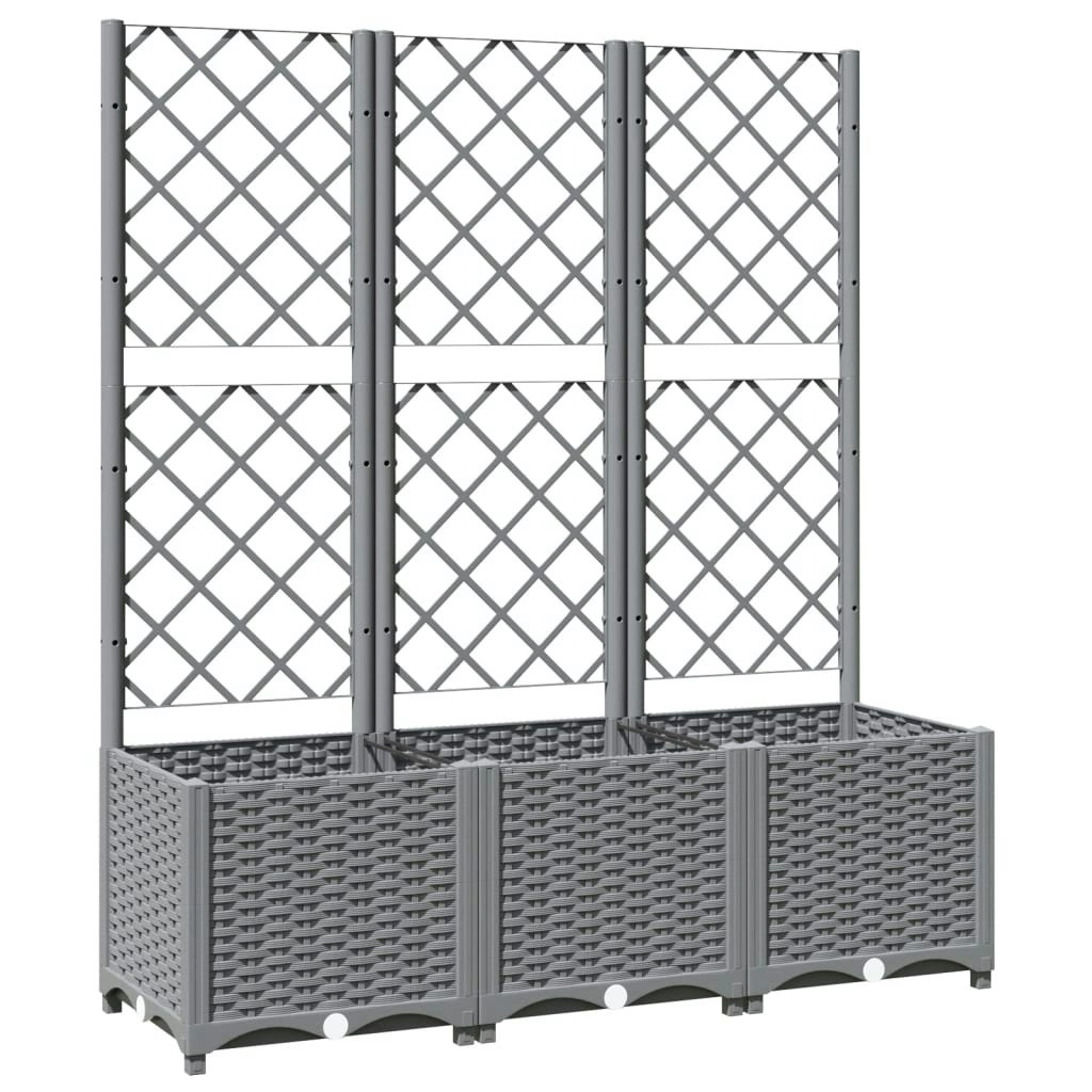 Garden Planter with Trellis Light Grey 120x40x136 cm PP 153274