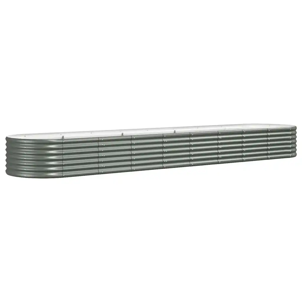 Garden Raised Bed Powder-Coated Steel 368x80x36 cm Grey 318929