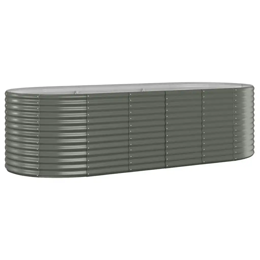 Garden Raised Bed Powder-Coated Steel 249x100x68 cm Grey 319064