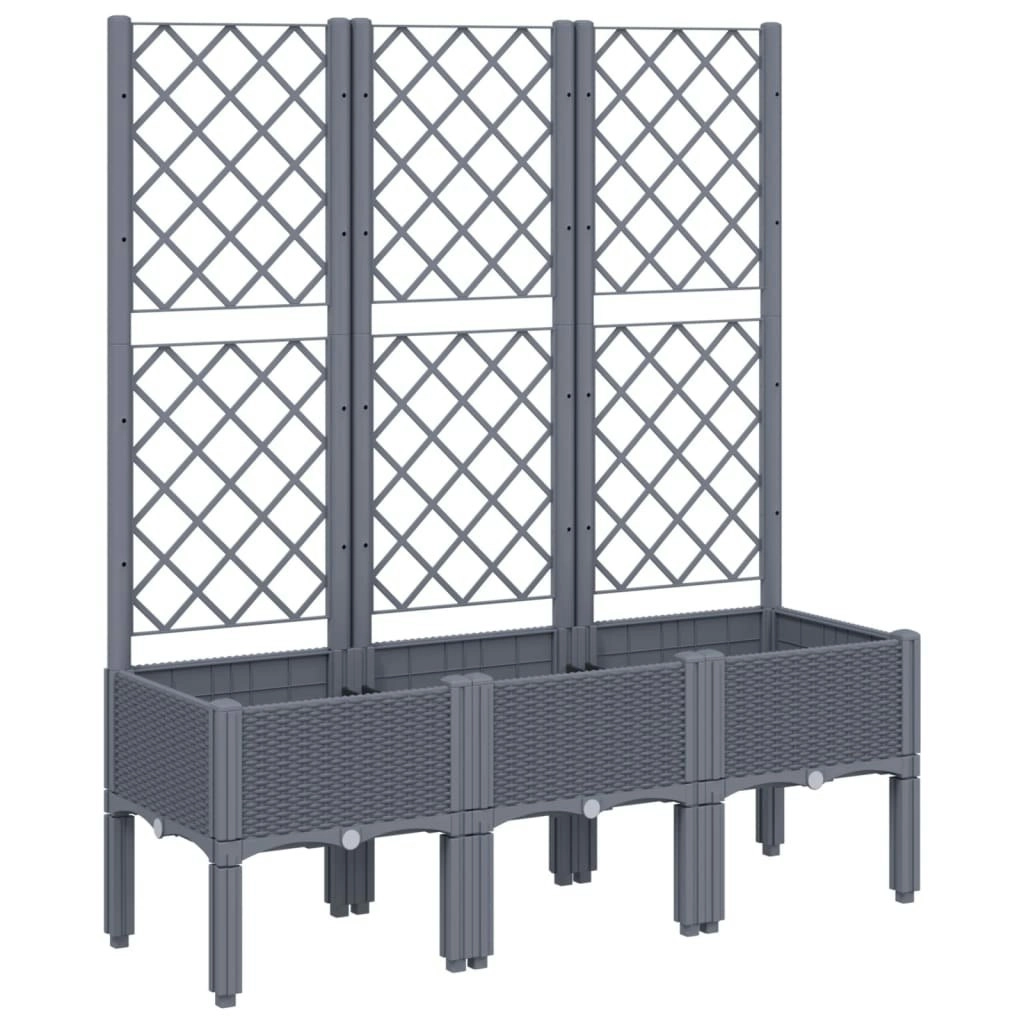 Garden Planter with Trellis Grey 120x40x142 cm PP 367926