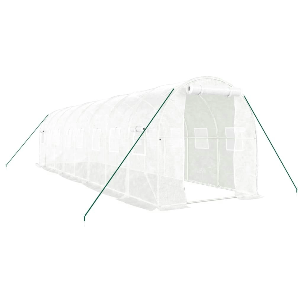 Greenhouse with Steel Frame White 16 mÂ² 8x2x2 m 3188030