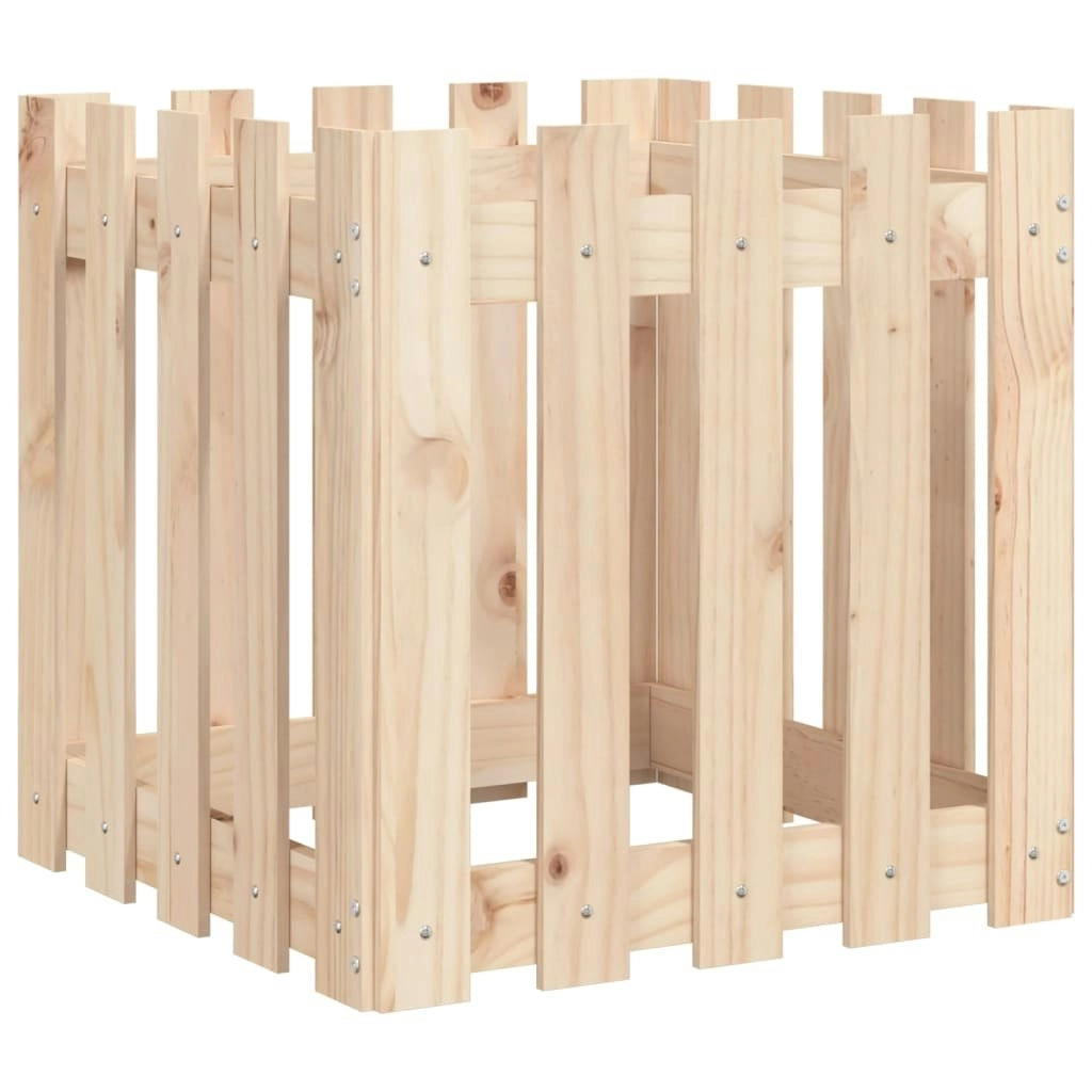 Garden Planter with Fence Design 50x50x50 cm Solid Wood Pine 832452