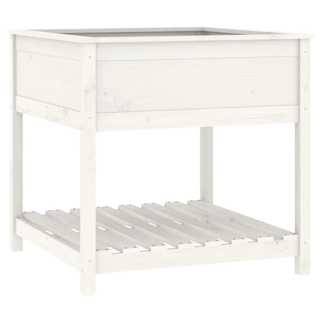 Planter with Shelf White 82.5x82.5x81 cm Solid Wood Pine 823795