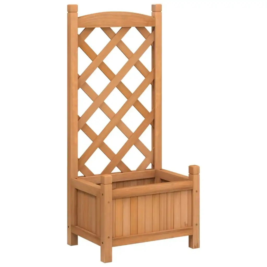 Planter with Trellis Brown Solid Wood Fir 365482