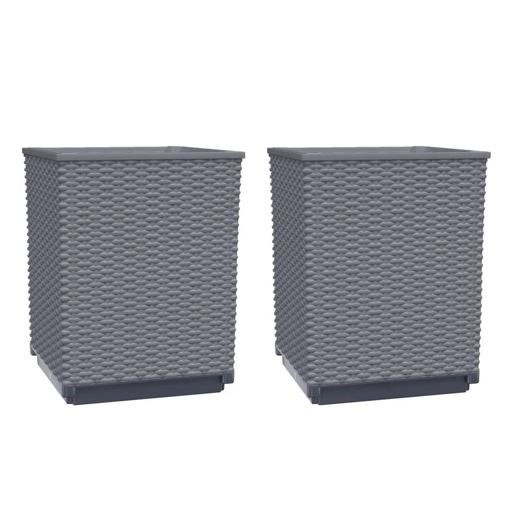 Planters 2 pcs Dark Grey 30x30x37 cm Polypropylene 364180