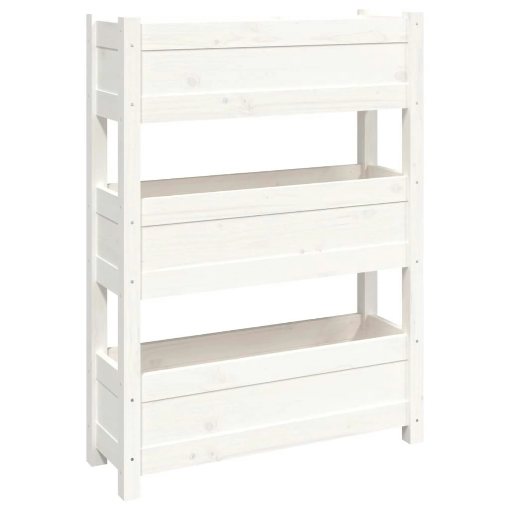 Planter White 77x25x104.5 cm Solid Wood Pine 823935