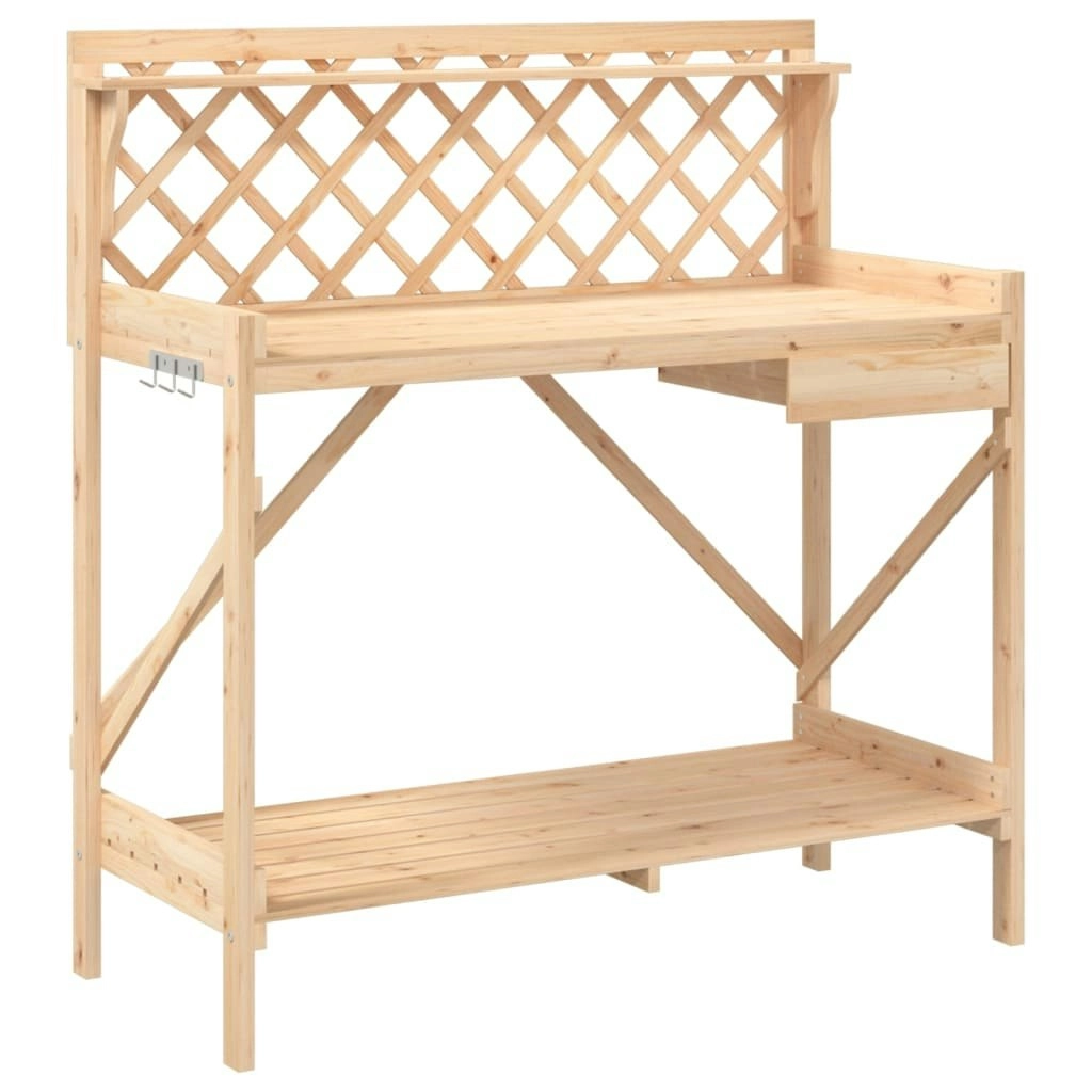 Potting Bench with Trellis Solid Wood Fir 368428