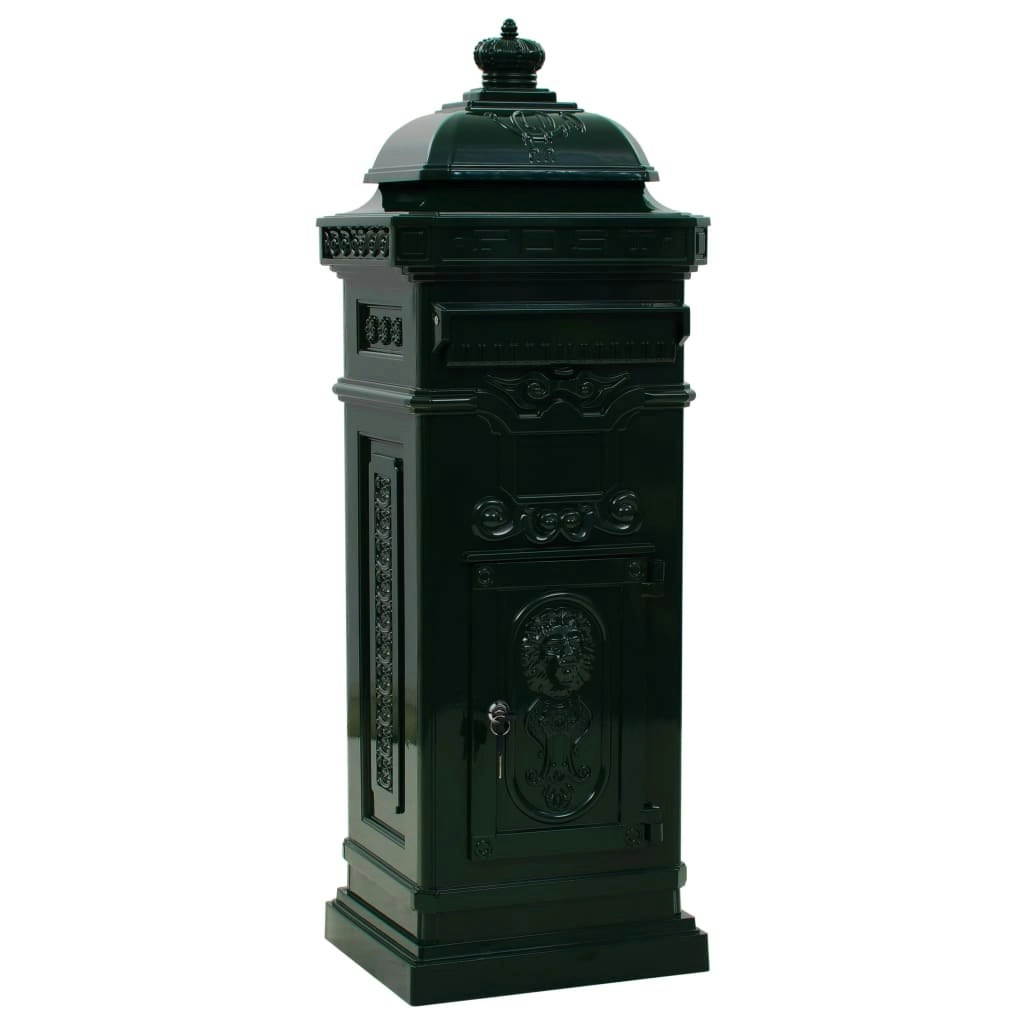 Pillar Letterbox Aluminium Vintage Style Rustproof Green 43890