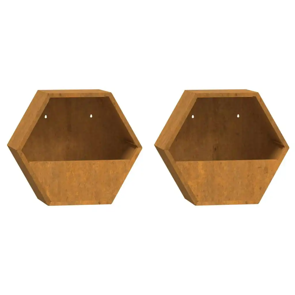 Wall Planters 2 pcs Rusty Corten Steel 30x10x25 cm 823684