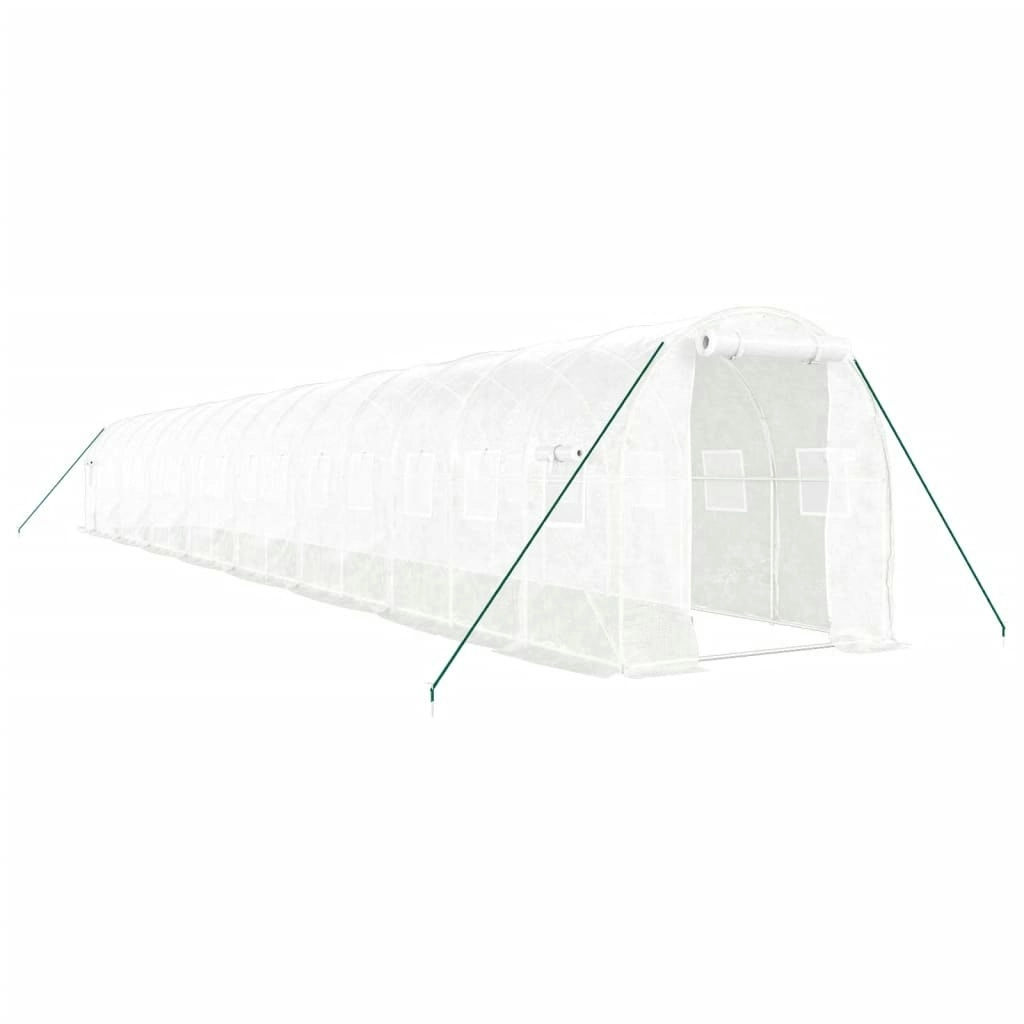 Greenhouse with Steel Frame White 32 mÂ² 16x2x2 m 3188034