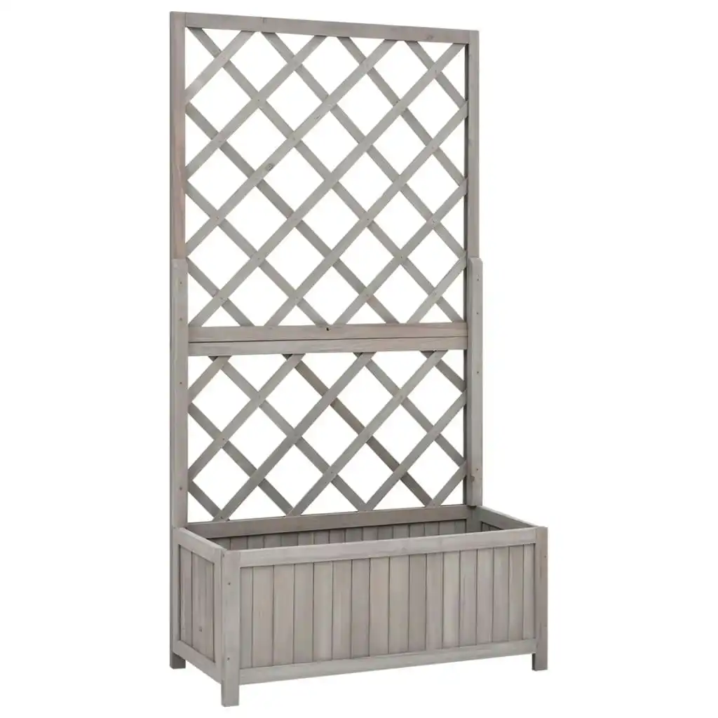 Garden Trellis Planter Grey 70x30x135 cm Solid Firwood 316490