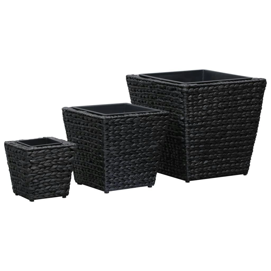 Raised Beds 3 pcs Water Hyacinth Black 45573