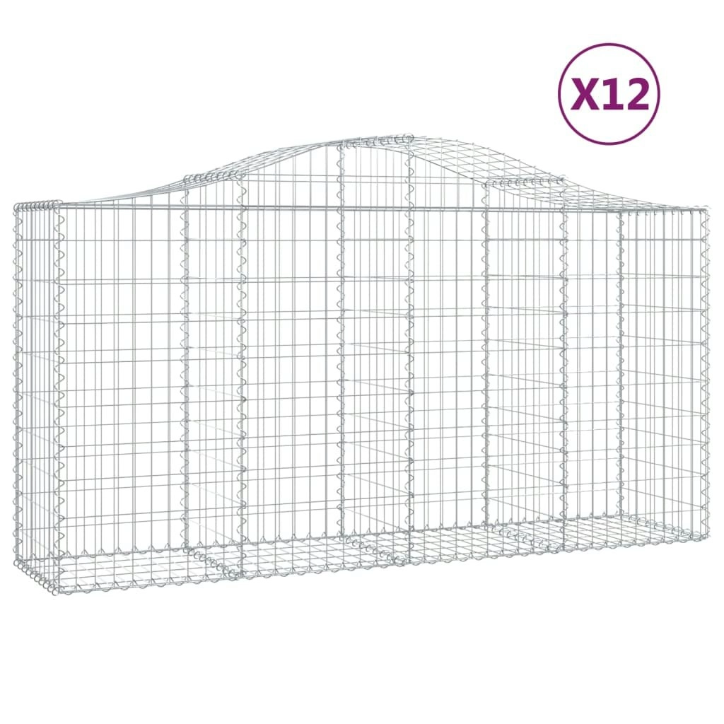 Arched Gabion Baskets 12 pcs 200x50x100/120 cm Galvanised Iron 3145650