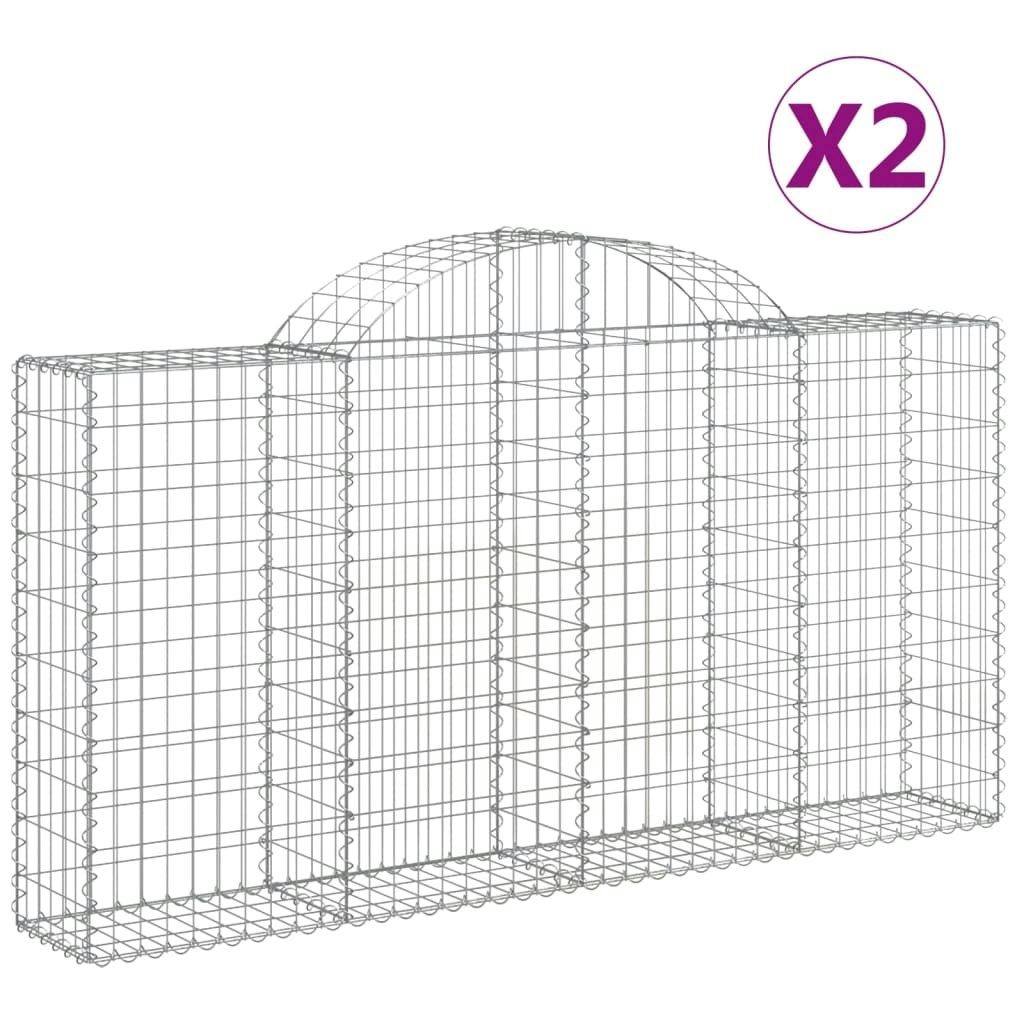 Arched Gabion Baskets 2 pcs 200x30x100/120 cm Galvanised Iron 3146110