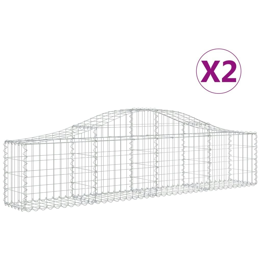 Arched Gabion Baskets 2 pcs 200x30x40/60 cm Galvanised Iron 3145367