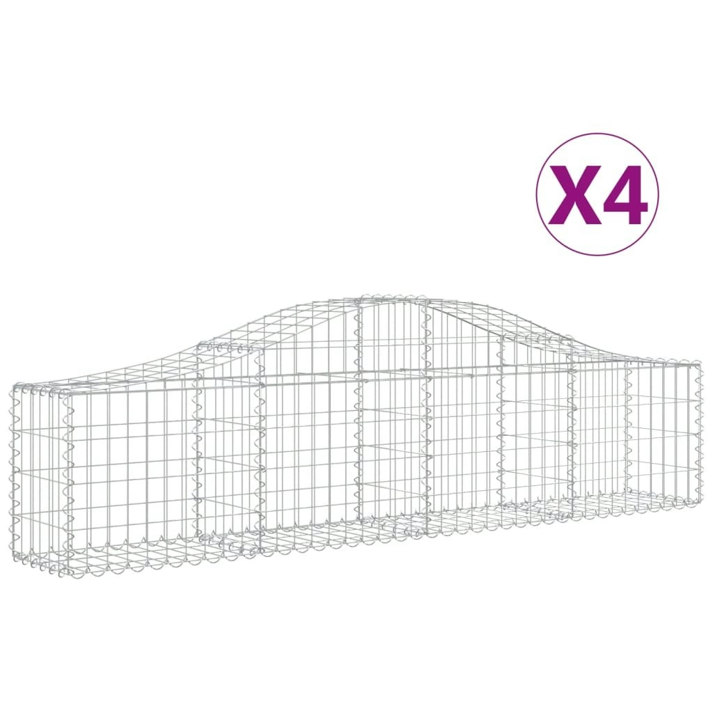 Arched Gabion Baskets 4 pcs 200x30x40/60 cm Galvanised Iron 3145369