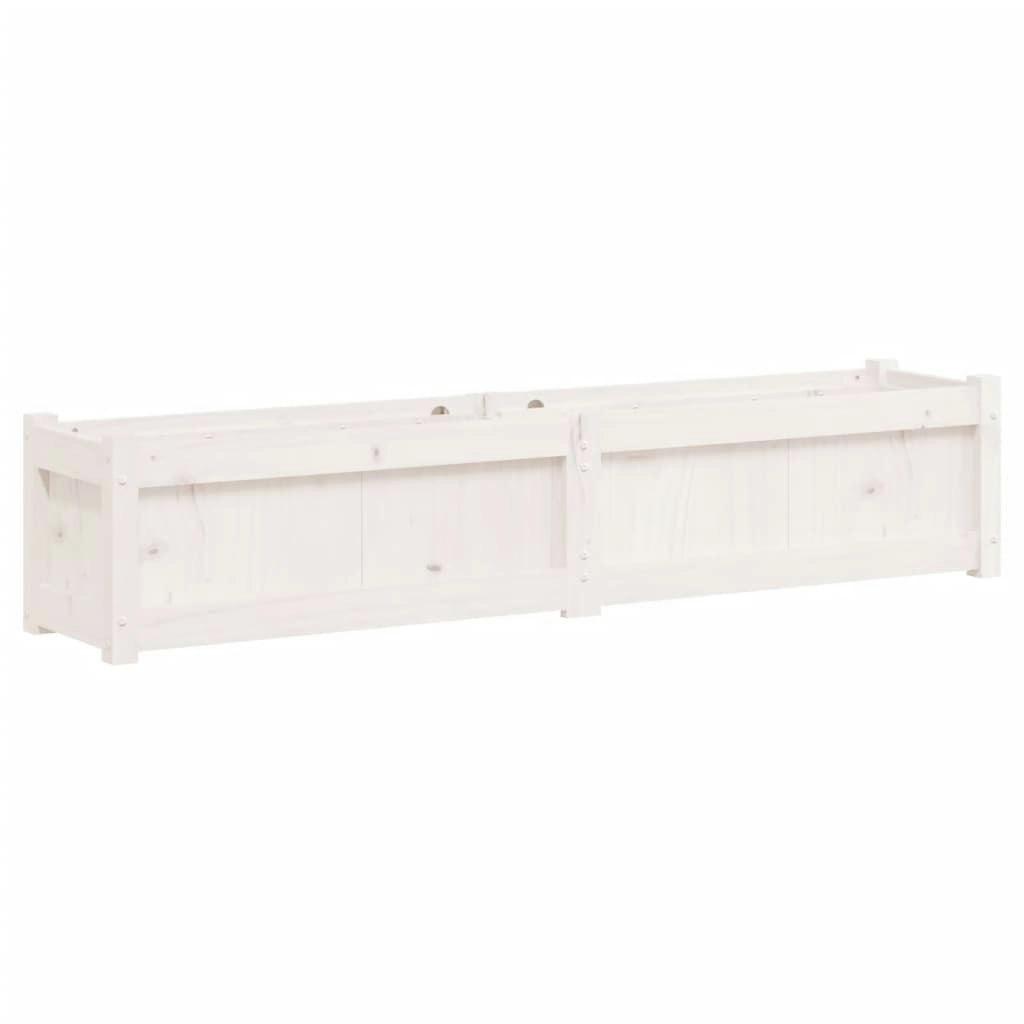 Garden Planter White 150x31x31 cm Solid Wood Pine 837476