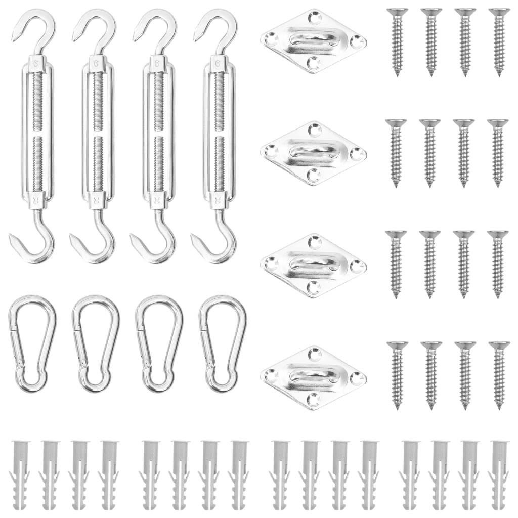 12 Piece Sunshade Sail Accessory Set Stainless Steel 310241