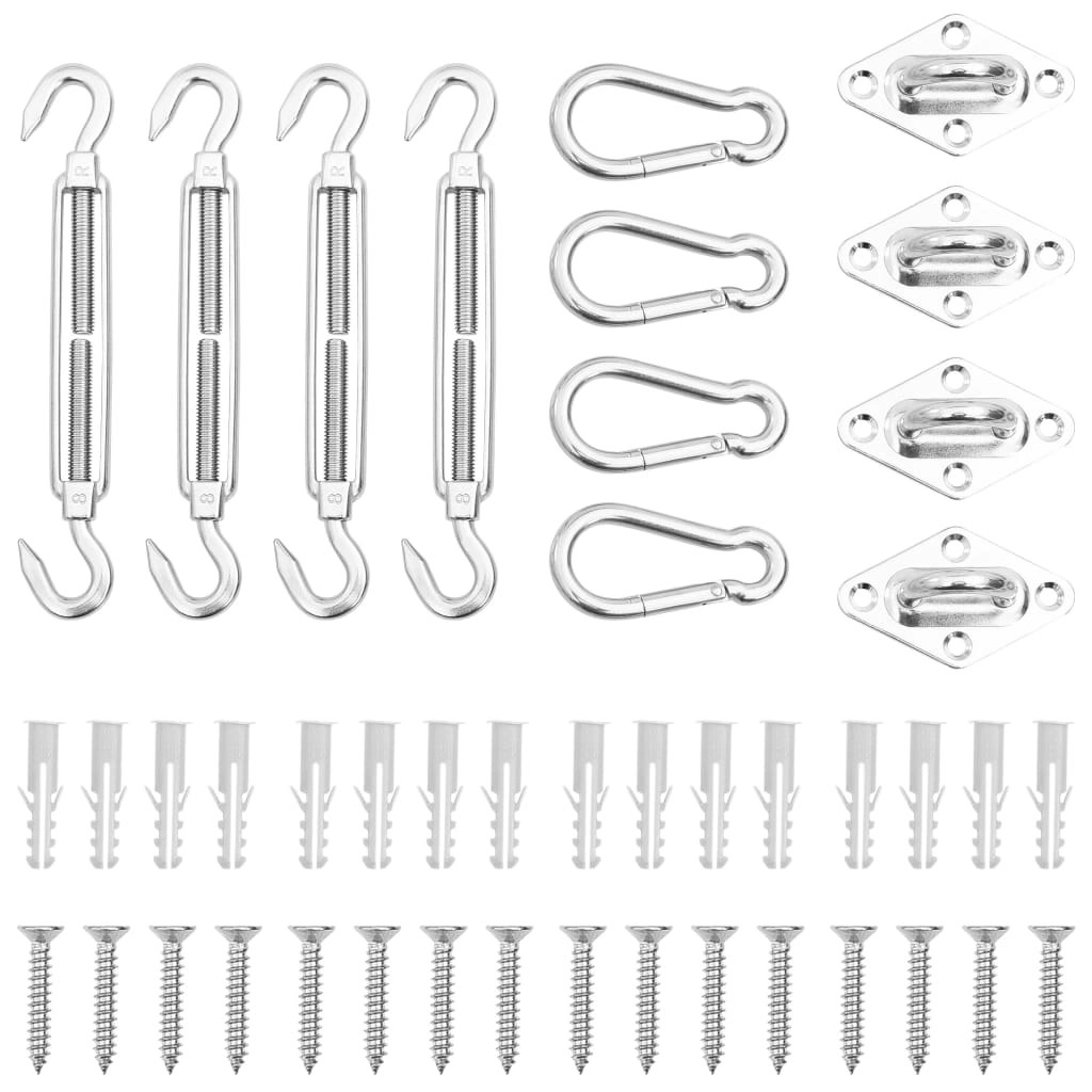 12 Piece Sunshade Sail Accessory Set Stainless Steel 310245