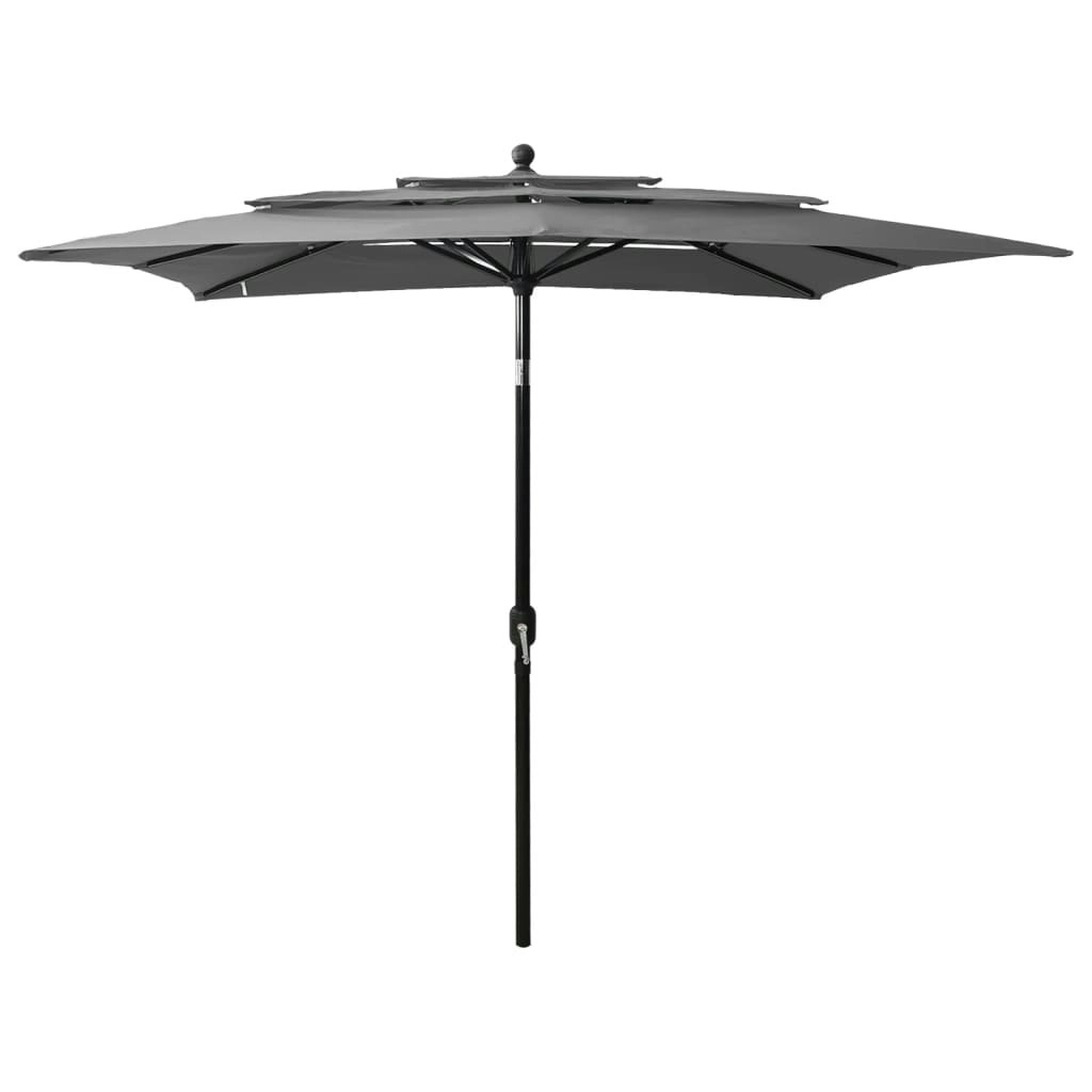 3-Tier Parasol with Aluminium Pole Anthracite 2.5x2.5 m 313838