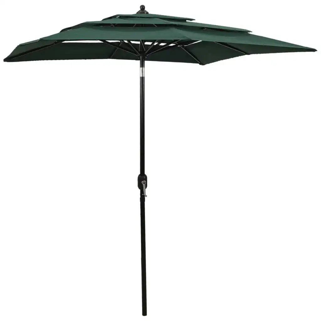 3-Tier Parasol with Aluminium Pole Green 2x2 m 313845