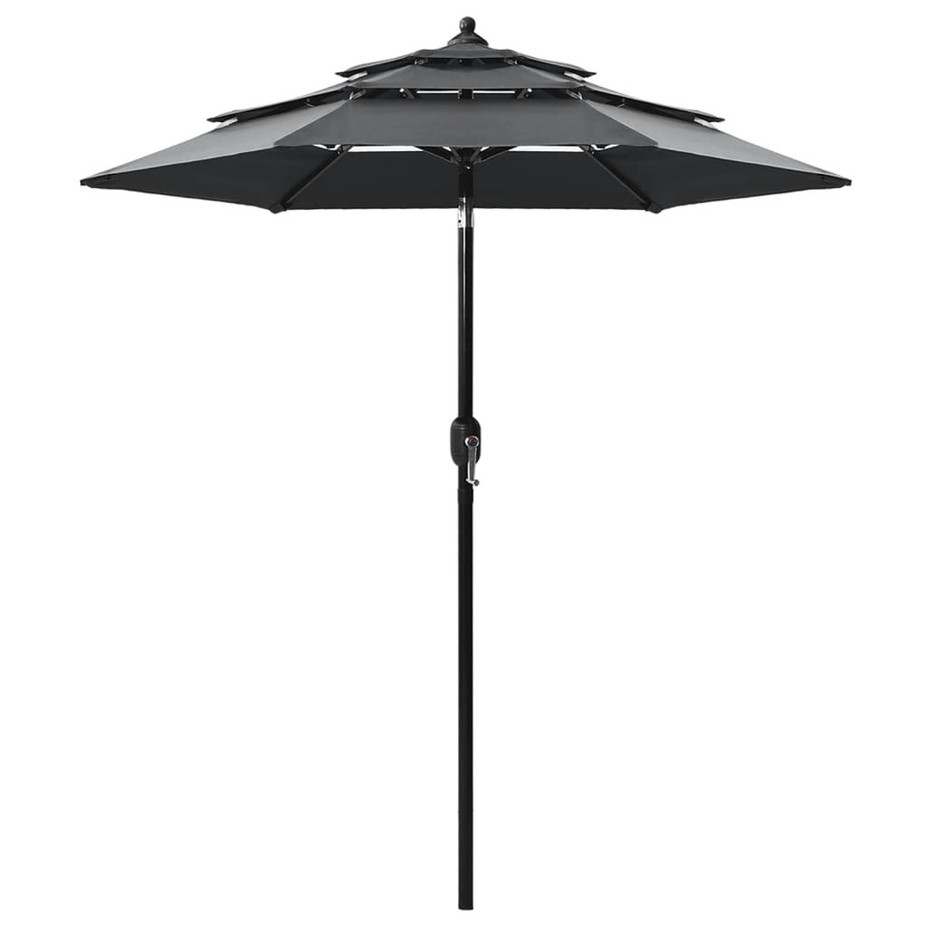 3-Tier Parasol with Aluminium Pole Anthracite 2 m 313854