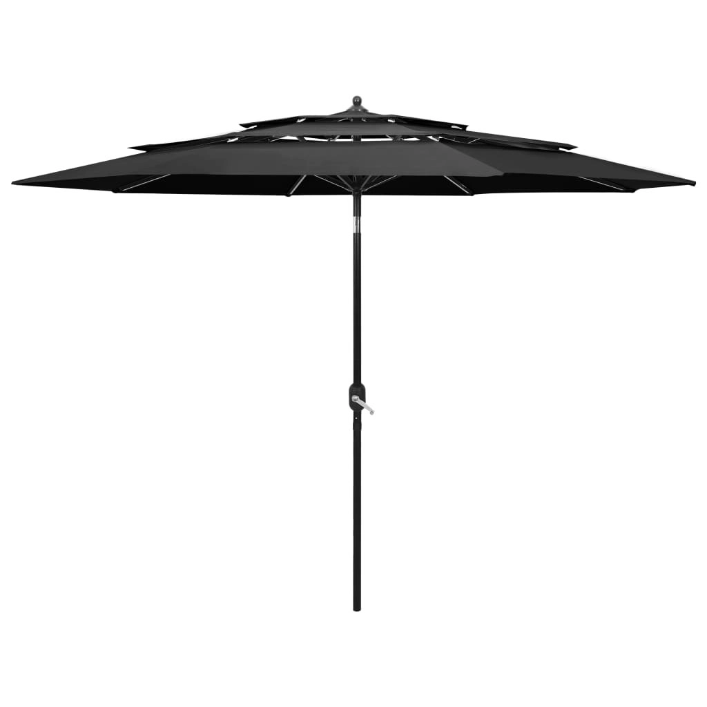 3-Tier Parasol with Aluminium Pole Anthracite 3 m 313870