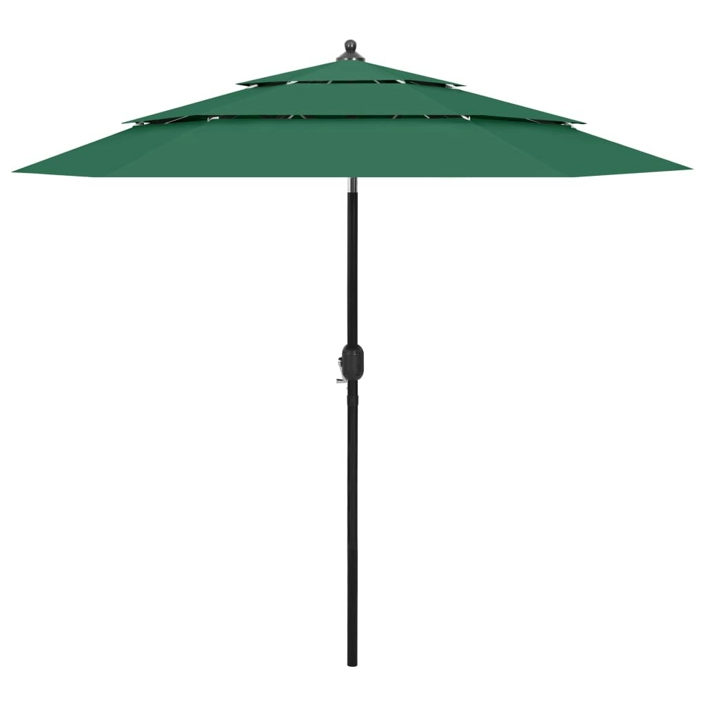 3-Tier Parasol with Aluminium Pole Green 2.5 m 313861