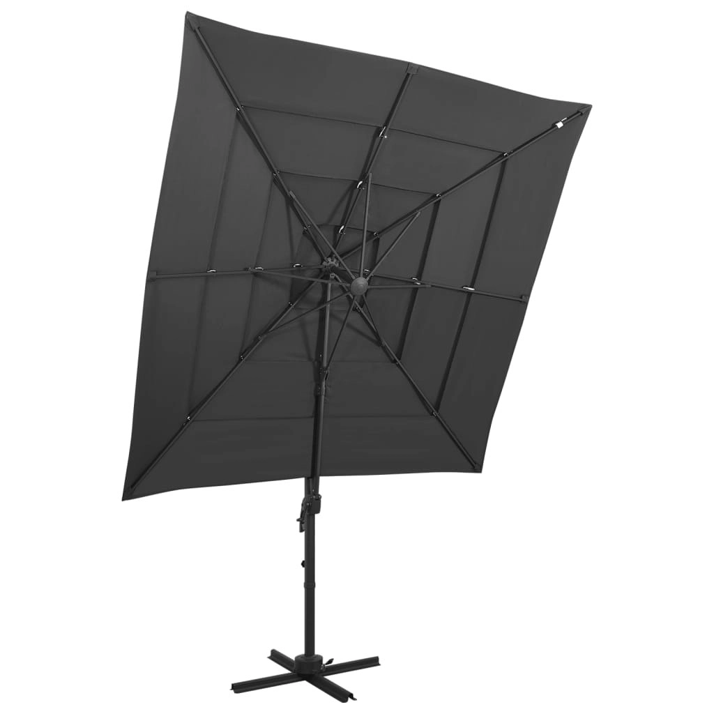 4-Tier Parasol with Aluminium Pole Anthracite 250x250 cm 313822