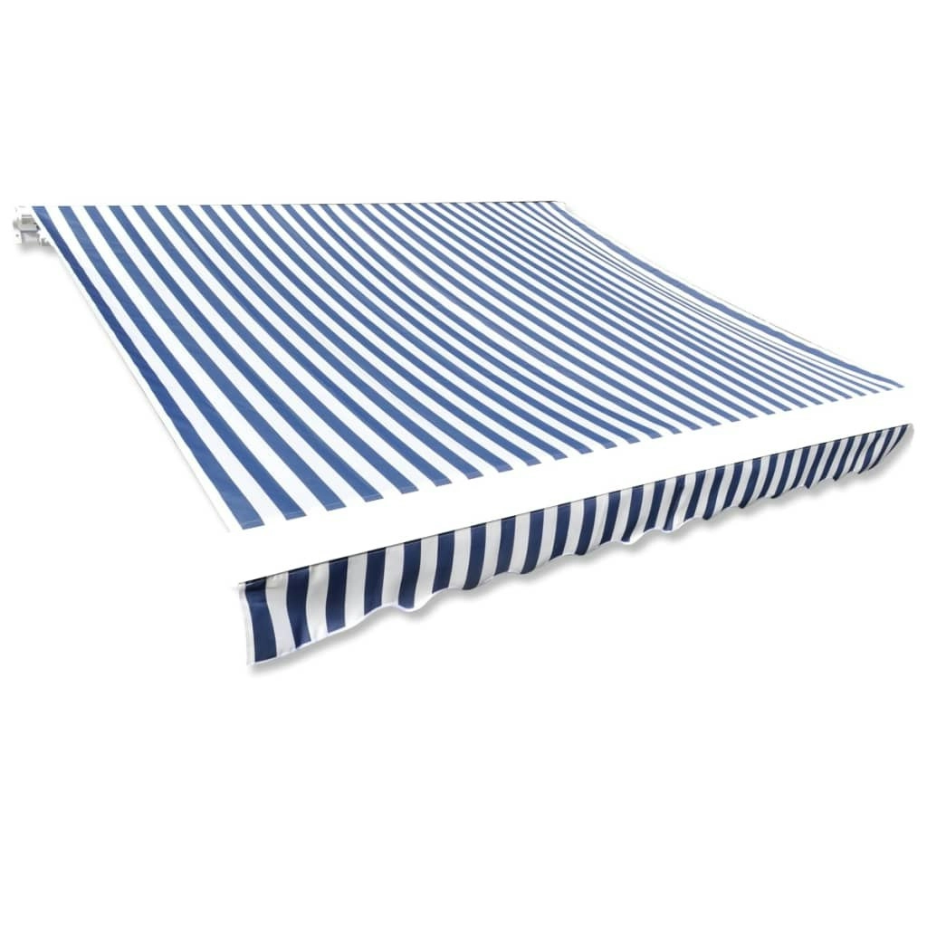 Awning Top Sunshade Canvas Blue & White 4 x 3 m (Frame Not Included) 141011