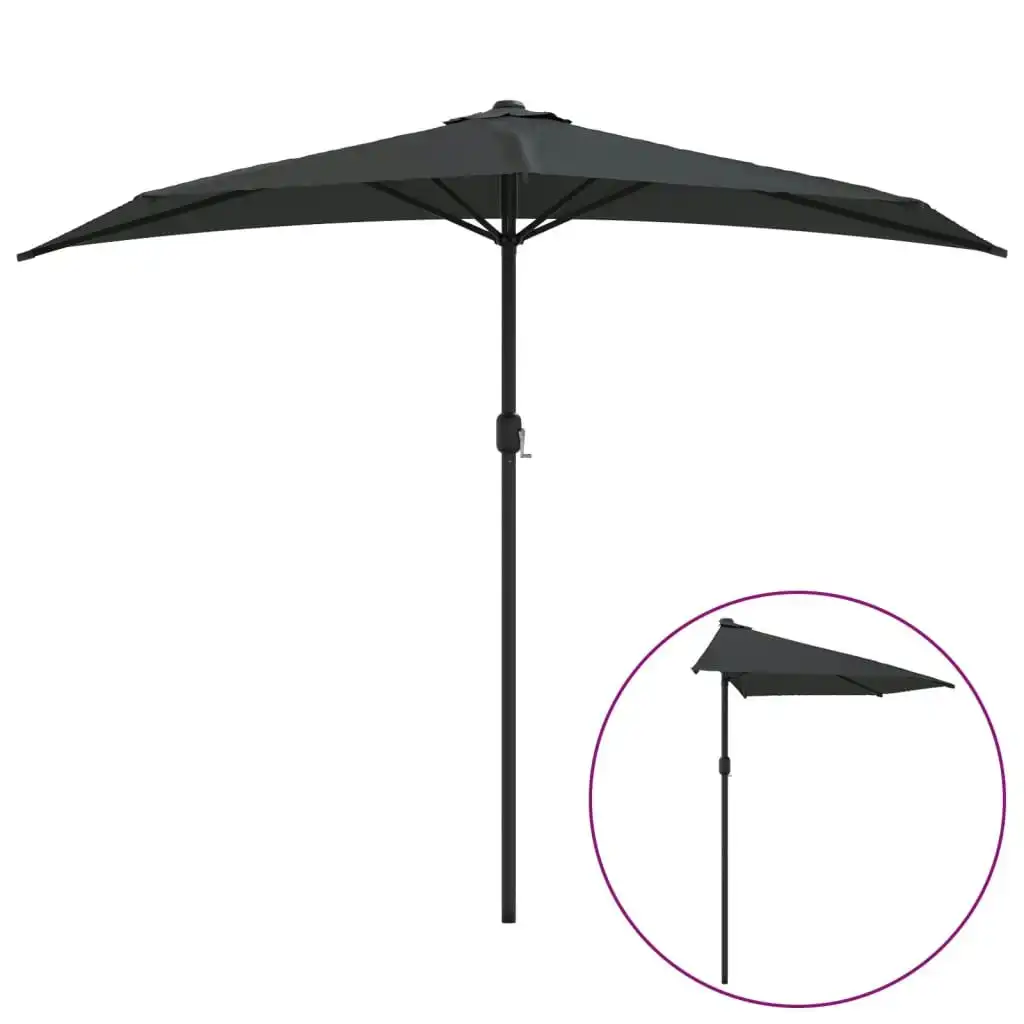 Balcony Parasol with Aluminium Pole Anthracite 270x144 cm Half 44589