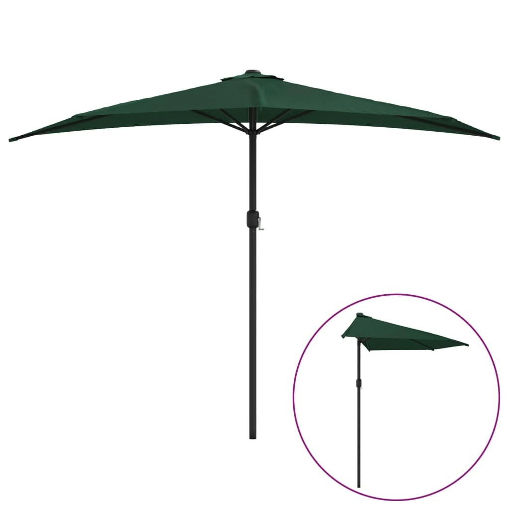 Balcony Parasol with Aluminium Pole Green 300x155 cm Half 44592