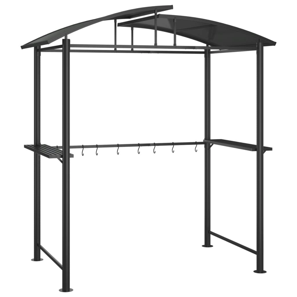 BBQ Gazebo with Side Shelves Anthracite 210x114x230 cm Steel 360139