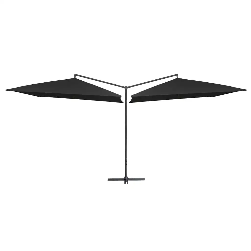 Double Parasol with Steel Pole 250x250 cm Black 47326