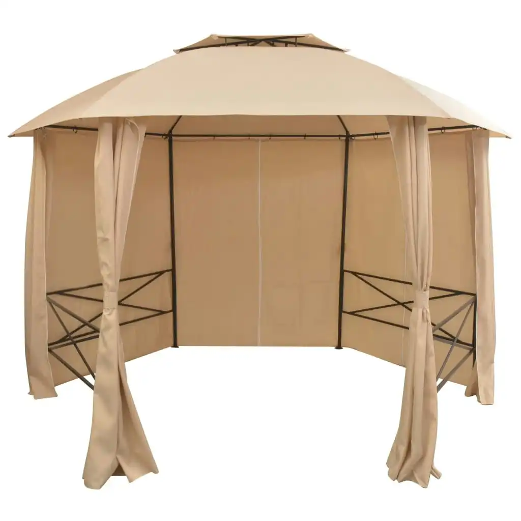 Garden Marquee Pavilion Tent with Curtains Hexagonal 360x265 cm 43166