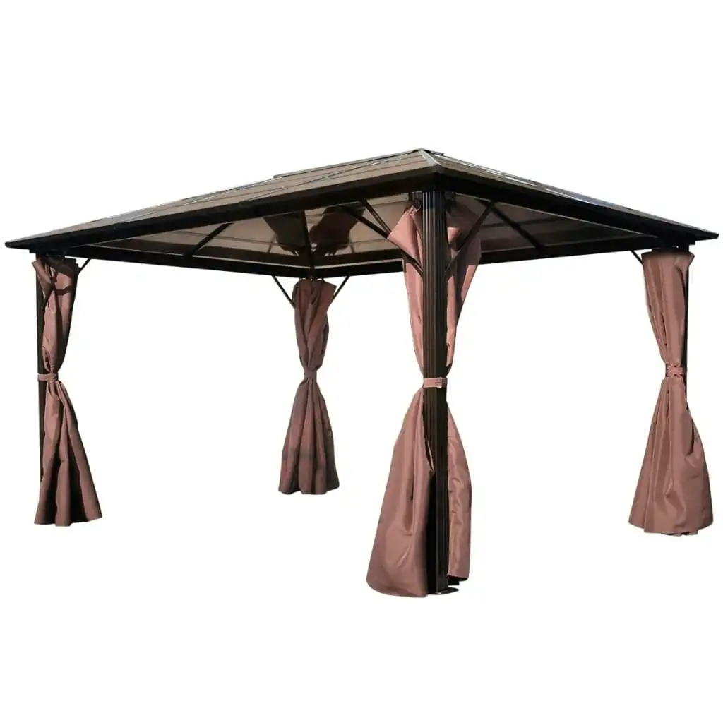 Gazebo with Curtain Brown Aluminium 400 x 300 cm 41626