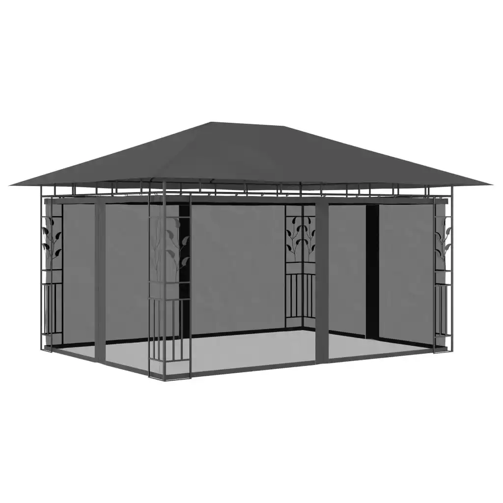 Gazebo with Mosquito Net 4x3x2.73 m Anthracite 180 g/mÂ² 47973