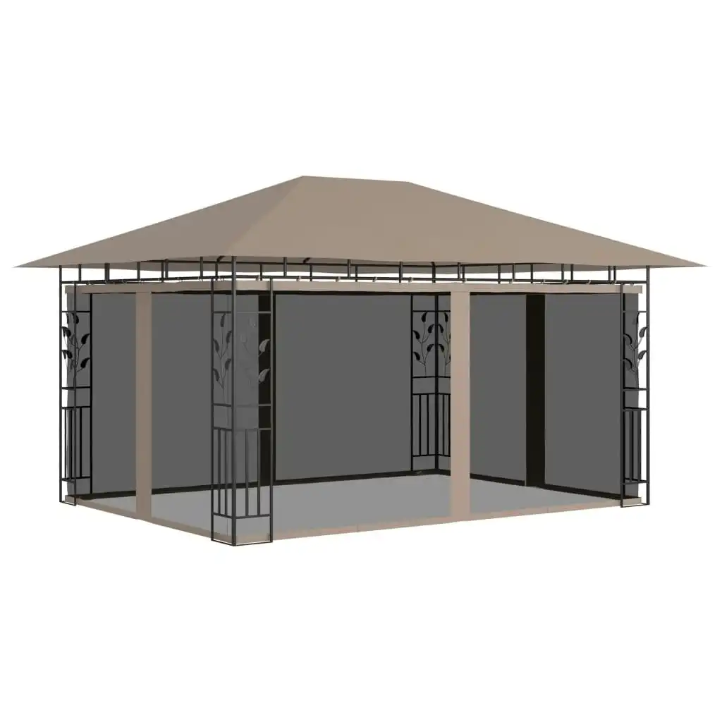 Gazebo with Mosquito Net 4x3x2.73 m Taupe 180 g/mÂ² 312252