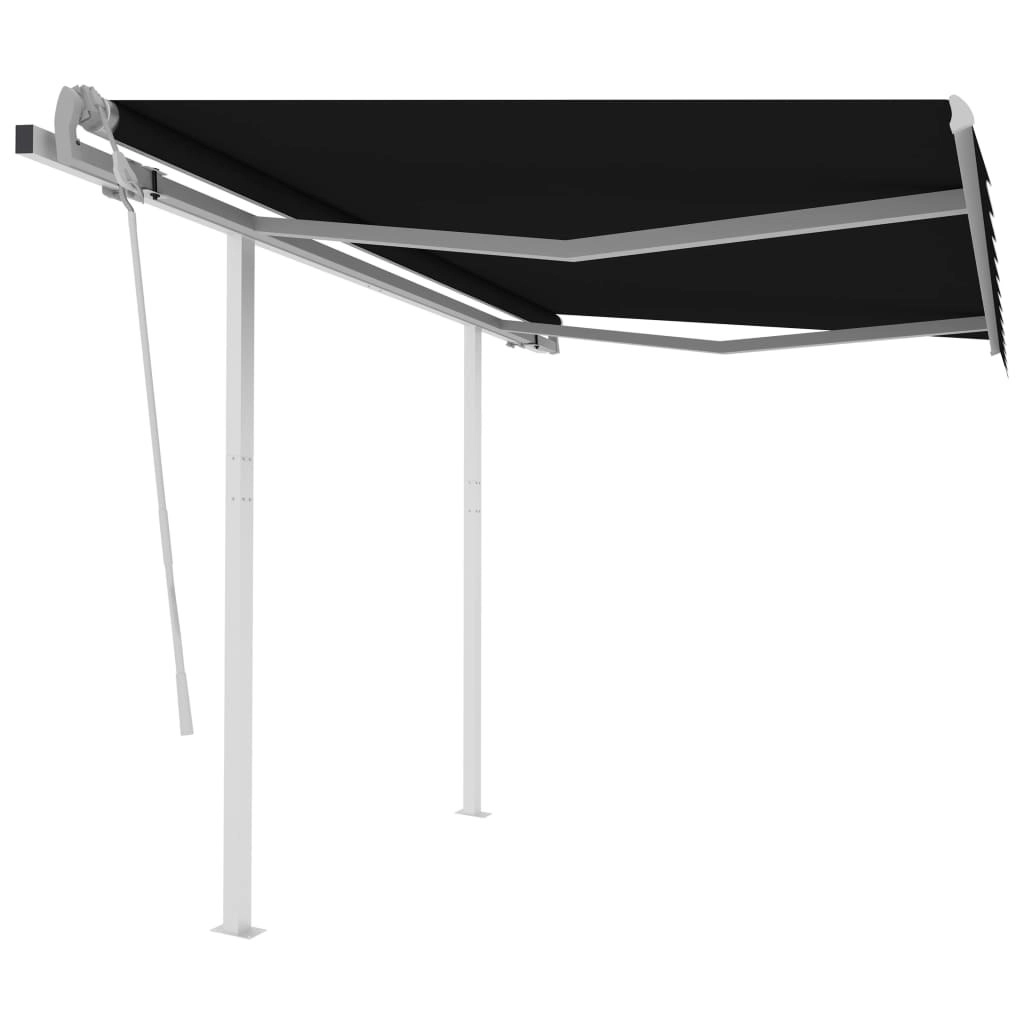 Manual Retractable Awning with Posts 3x2.5 m Anthracite 3069899