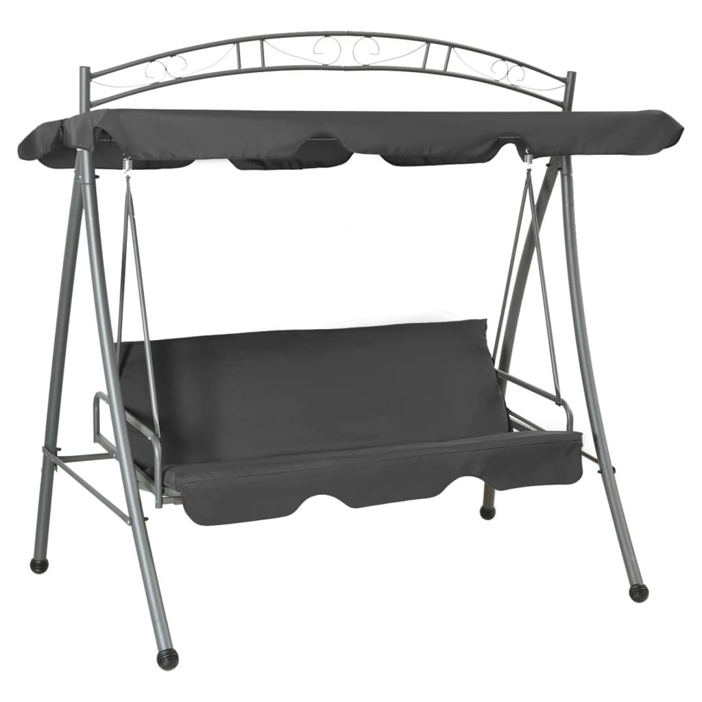 Outdoor Convertible Swing Bench with Canopy Anthracite 198x120x205 cm Steel 45074