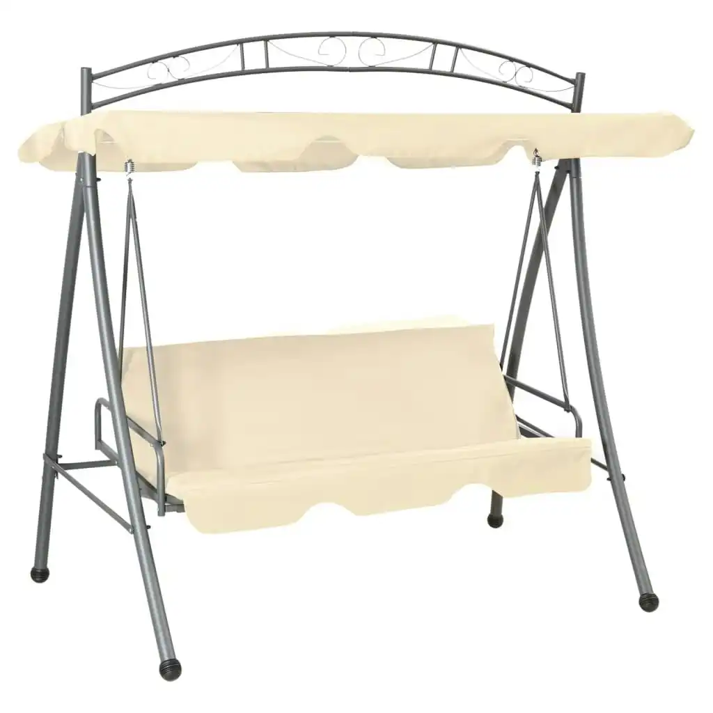 Outdoor Convertible Swing Bench with Canopy Sand White 43241