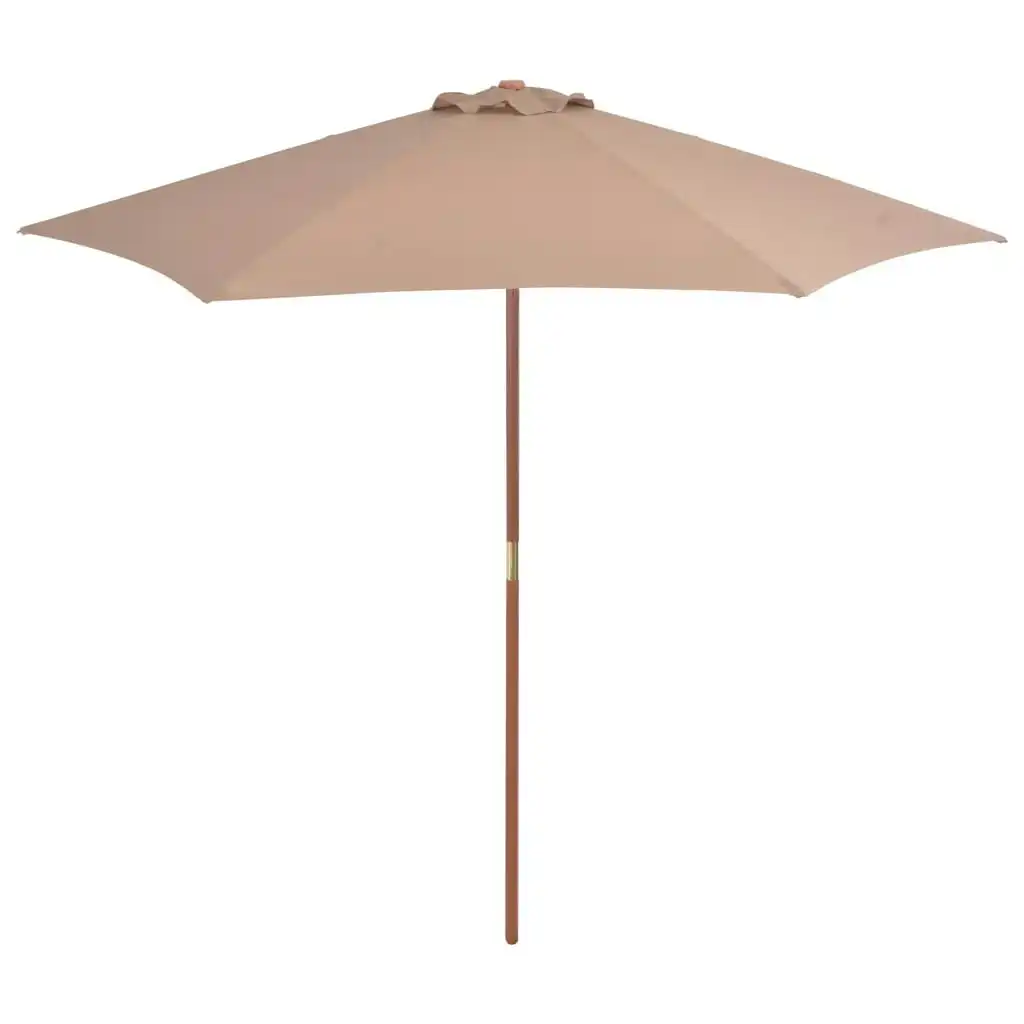 Outdoor Parasol with Wooden Pole 270 cm Taupe 44516