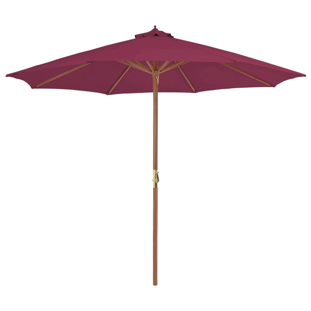 Outdoor Parasol with Wooden Pole 300 cm Bordeaux Red 44497