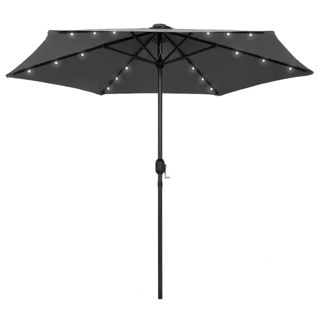 Parasol with LED Lights and Aluminium Pole 270 cm Anthracite 47354