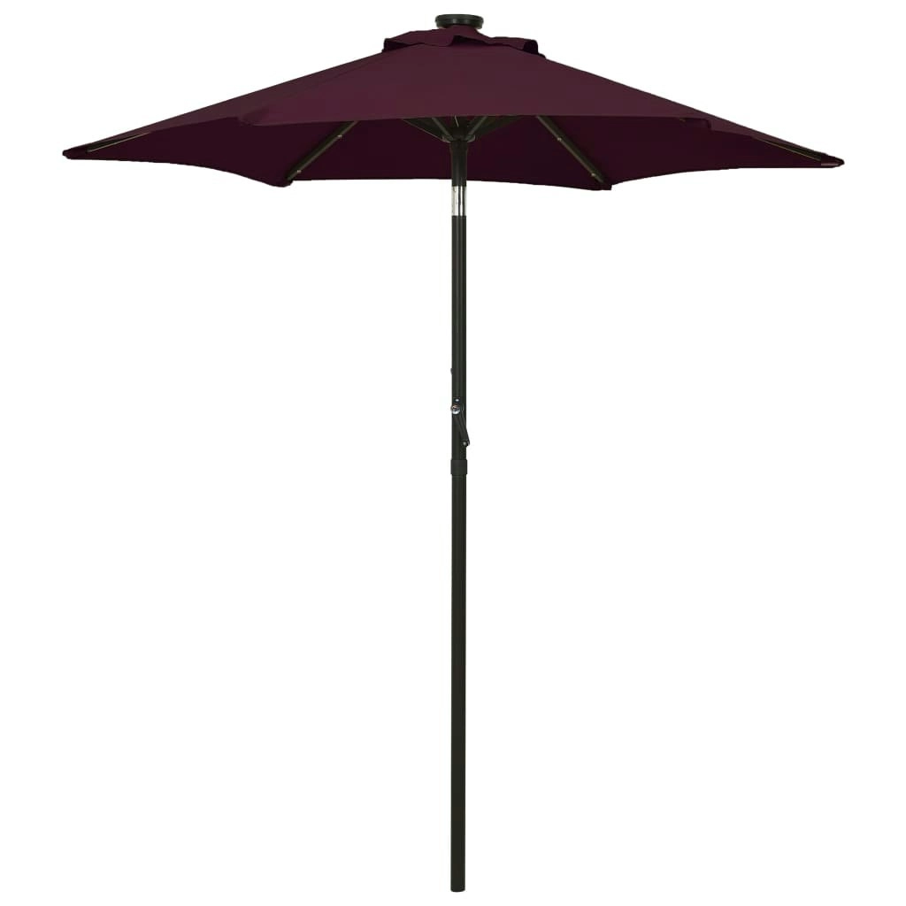 Parasol with LED Lights Bordeaux Red 200x211 cm Aluminium 313561