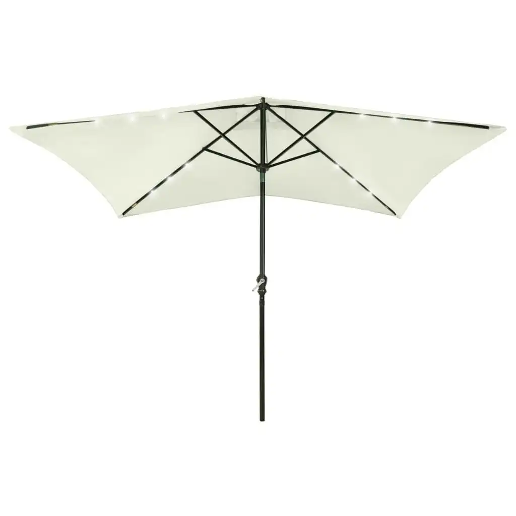 Parasol with LEDs and Steel Pole Sand 2x3 m 313787